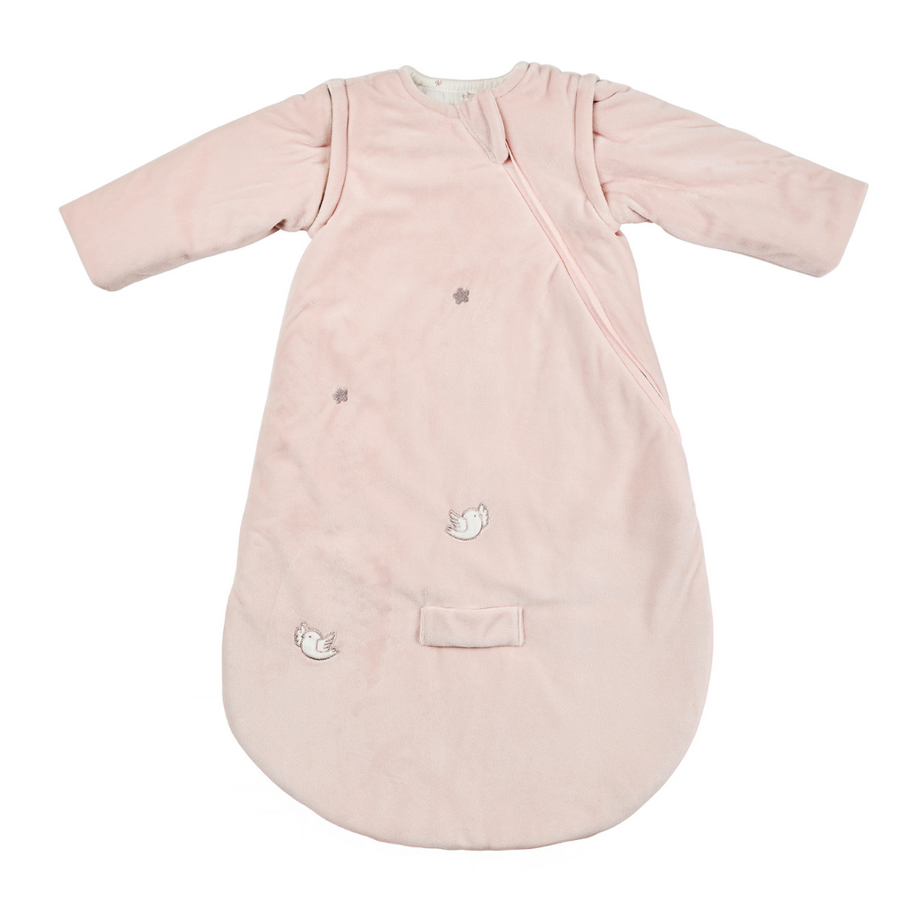 FanFan Baby Sleeping Bag 70 cm – Pink Velour Sleeping Bag with Detachable Sleeves – TOG 2.5 [FR]