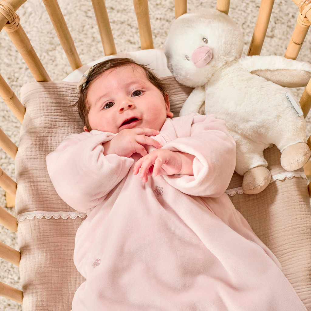 FanFan Baby Sleeping Bag 70 cm – Pink Velour Sleeping Bag with Detachable Sleeves – TOG 2.5 [NL]