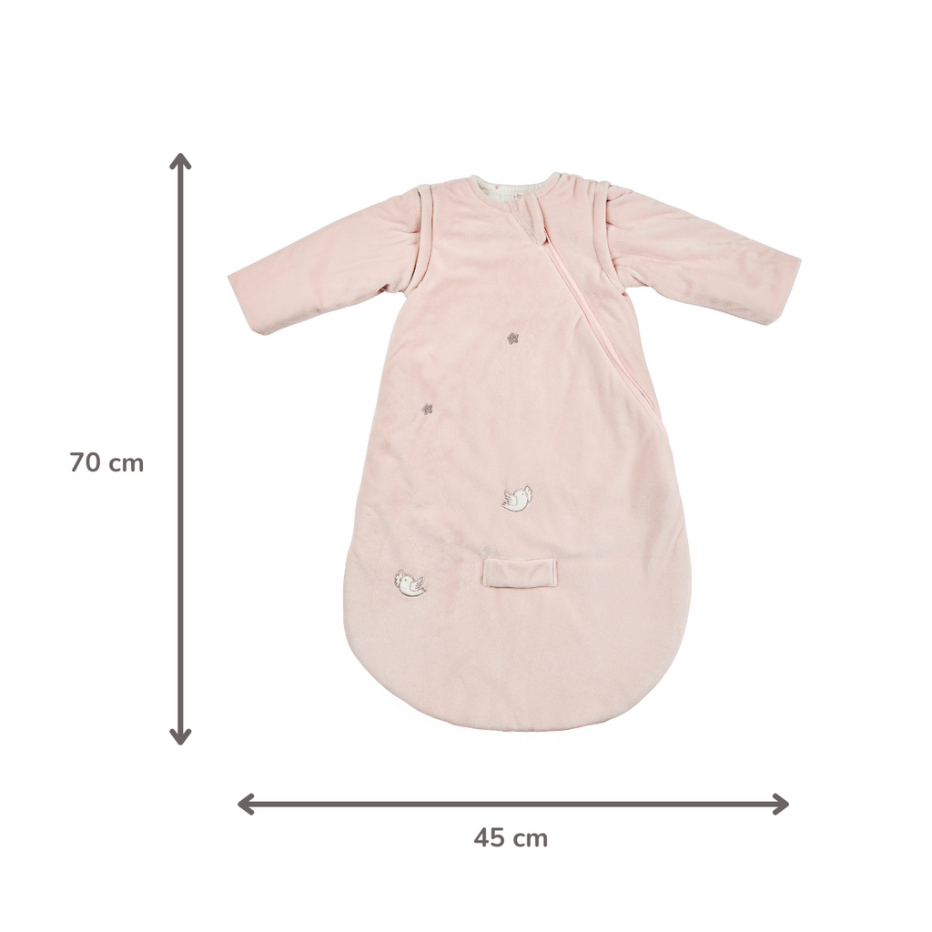 FanFan Baby Sleeping Bag 70 cm – Pink Velour Sleeping Bag with Detachable Sleeves – TOG 2.5 [EN]