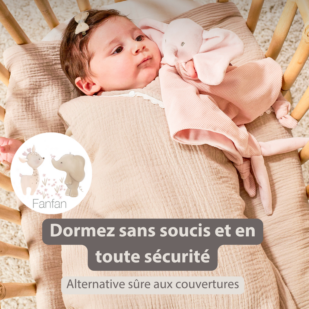 FanFan Baby Sleeping Bag 90 cm – Sand-Colored Sleeping Bag – Tetra Cotton – TOG 2 [FR]