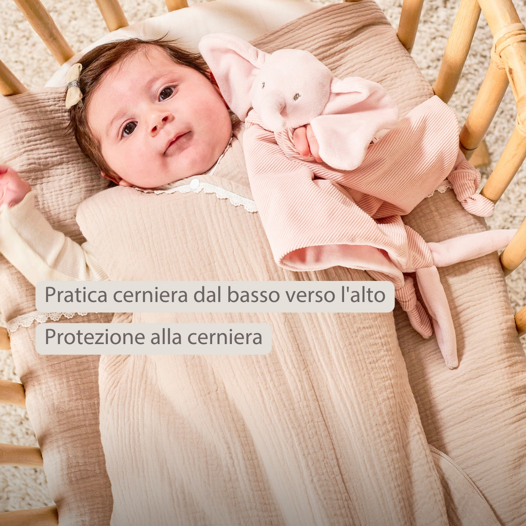 FanFan Baby Sleeping Bag 90 cm – Sand-Colored Sleeping Bag – Tetra Cotton – TOG 2 [IT]