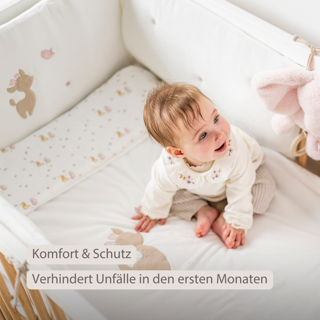 FanFan Bed Bumper Soft Velour – White – 60/70 cm – Baby Bed Protection [DE]
