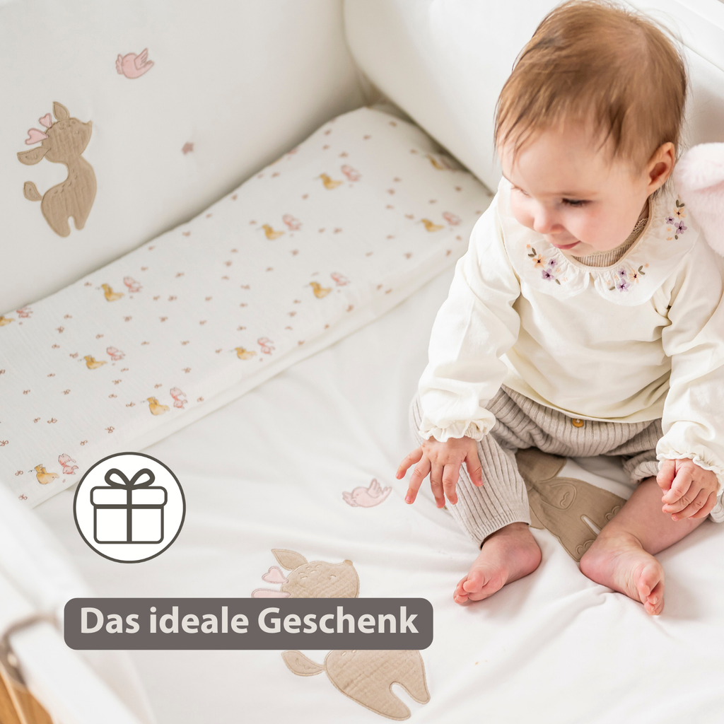 FanFan Bed Bumper Soft Velour – White – 60/70 cm – Baby Bed Protection [DE]