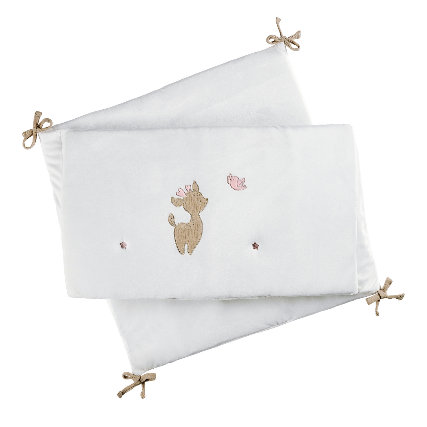 FanFan Bed Bumper Soft Velour – White – 60/70 cm – Baby Bed Protection [FR]