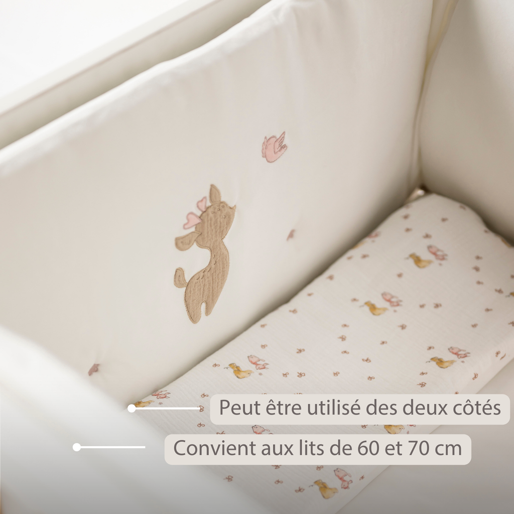 FanFan Bed Bumper Soft Velour – White – 60/70 cm – Baby Bed Protection [FR]