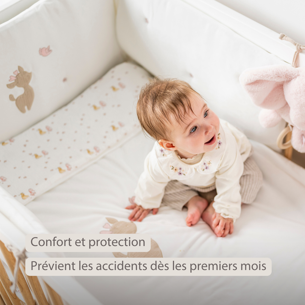FanFan Bed Bumper Soft Velour – White – 60/70 cm – Baby Bed Protection [FR]