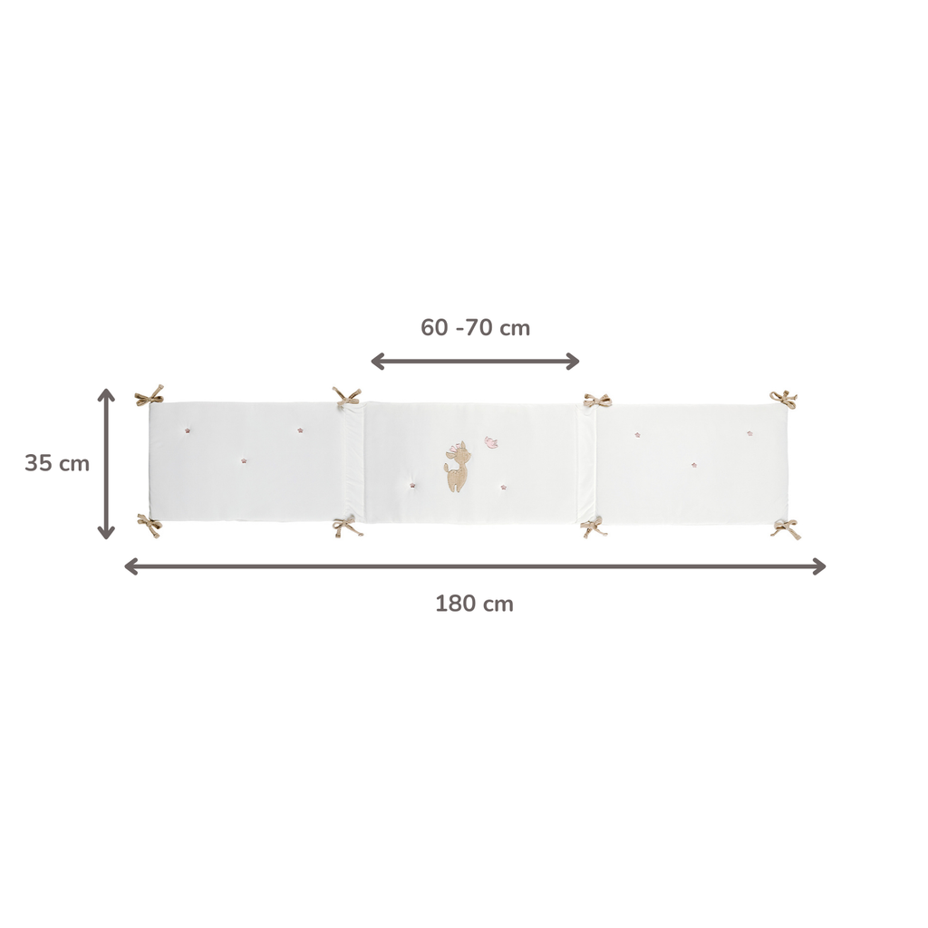 FanFan Bed Bumper Soft Velour – White – 60/70 cm – Baby Bed Protection [FR]