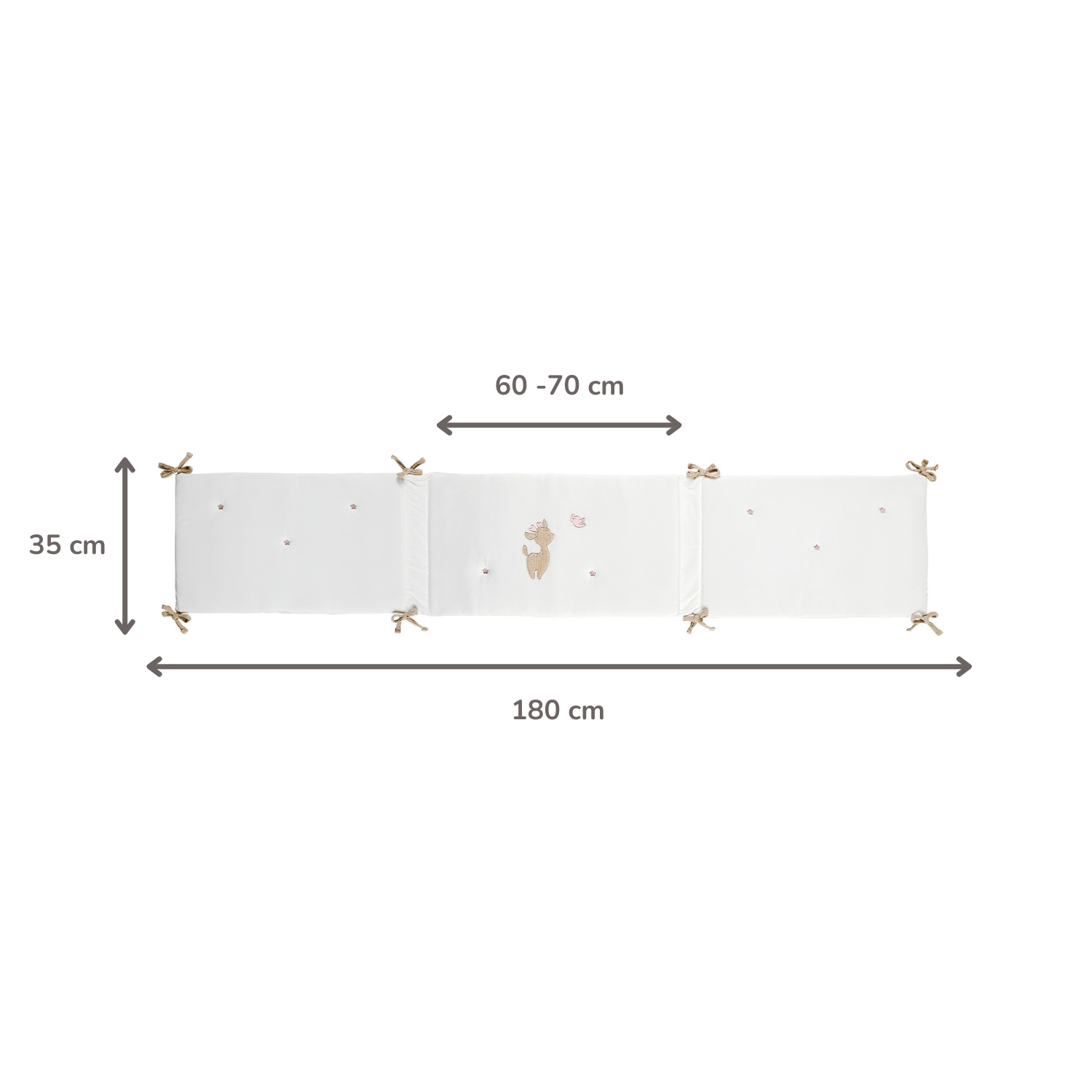 FanFan Bed Bumper Soft Velour – White – 60/70 cm – Baby Bed Protection [FR]