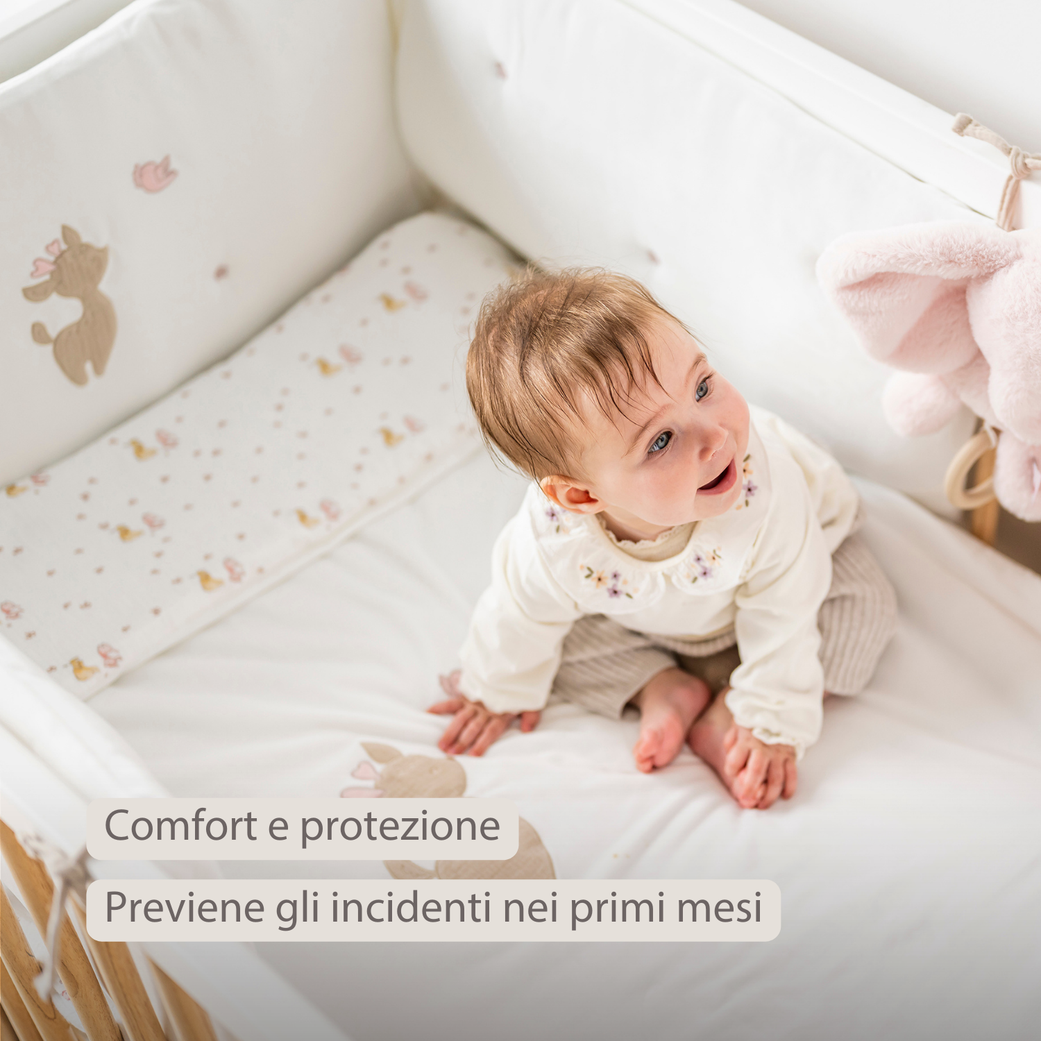 FanFan Bed Bumper Soft Velour – White – 60/70 cm – Baby Bed Protection [IT]