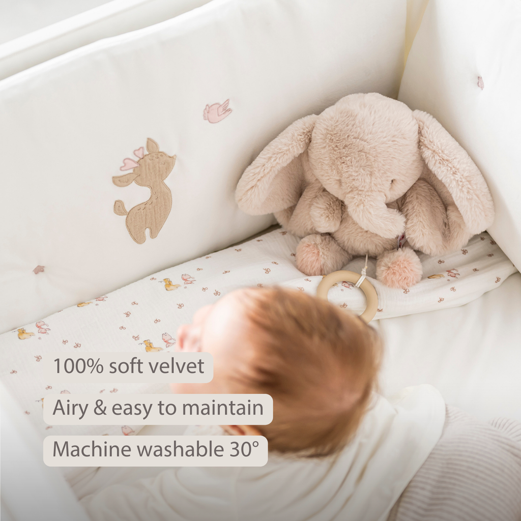 FanFan Bed Bumper Soft Velour – White – 60/70 cm – Baby Bed Protection [EN]