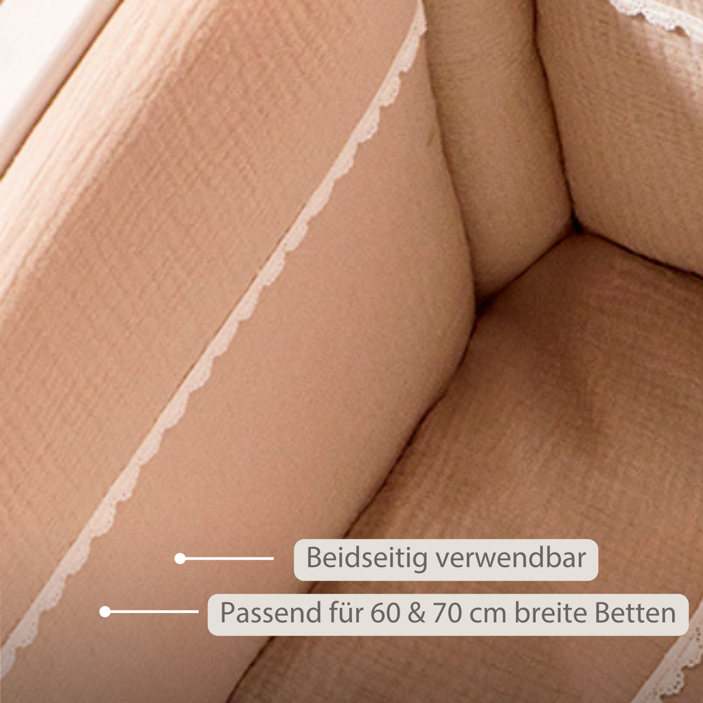 FanFan Bed Bumper Tetra Cotton – Sand – 60/70 cm – Soft Baby Bed Protection [DE]
