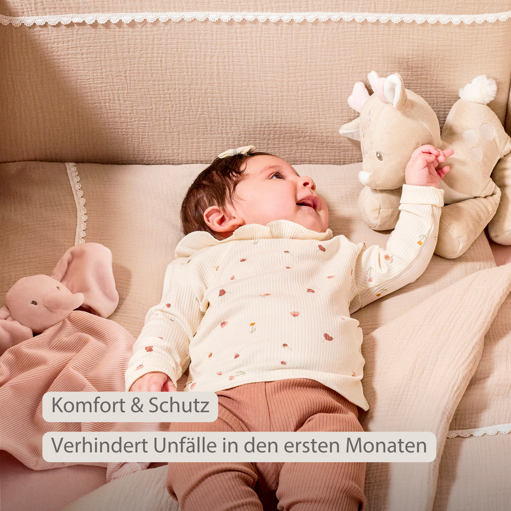 FanFan Bed Bumper Tetra Cotton – Sand – 60/70 cm – Soft Baby Bed Protection [DE]