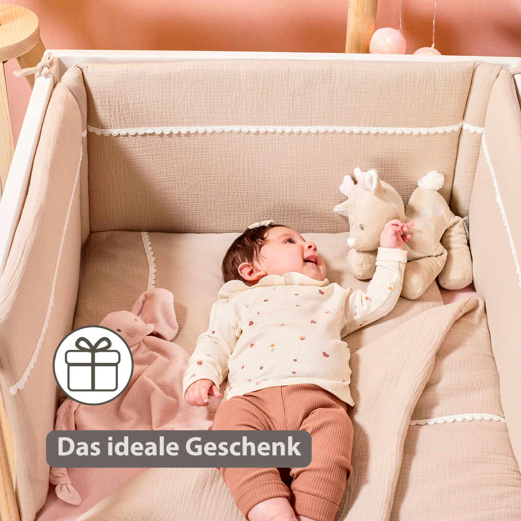 FanFan Bed Bumper Tetra Cotton – Sand – 60/70 cm – Soft Baby Bed Protection [DE]