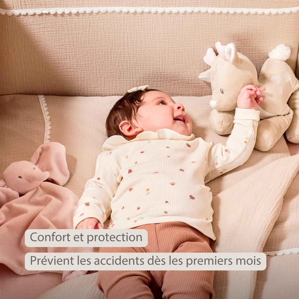 FanFan Bed Bumper Tetra Cotton – Sand – 60/70 cm – Soft Baby Bed Protection [FR]