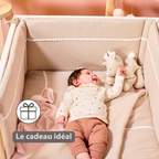 FanFan Bed Bumper Tetra Cotton – Sand – 60/70 cm – Soft Baby Bed Protection [FR]