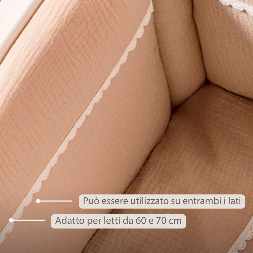 FanFan Bed Bumper Tetra Cotton – Sand – 60/70 cm – Soft Baby Bed Protection [IT]