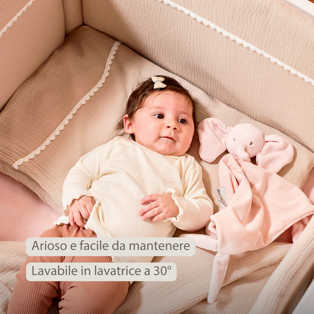 FanFan Bed Bumper Tetra Cotton – Sand – 60/70 cm – Soft Baby Bed Protection [IT]