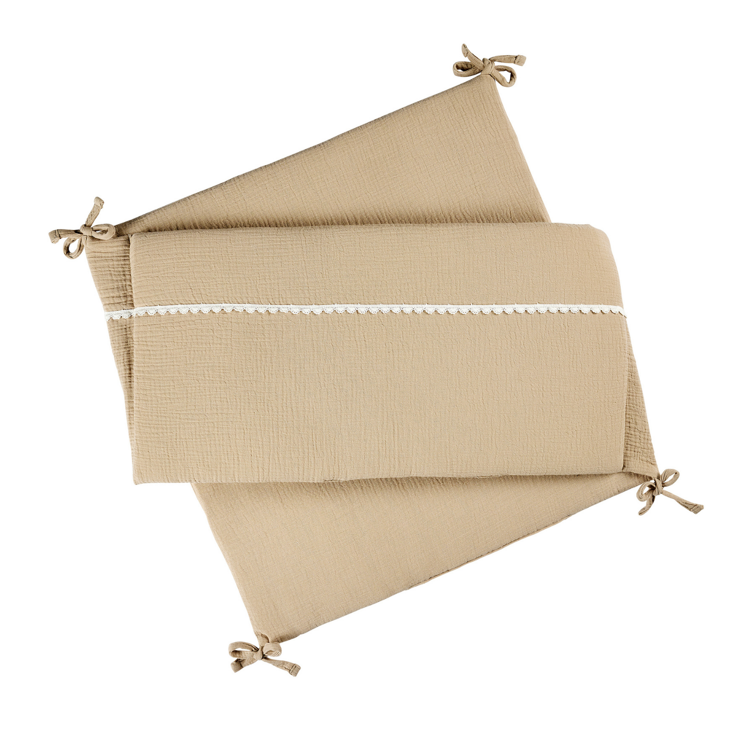 FanFan Bed Bumper Tetra Cotton – Sand – 60/70 cm – Soft Baby Bed Protection [NL]