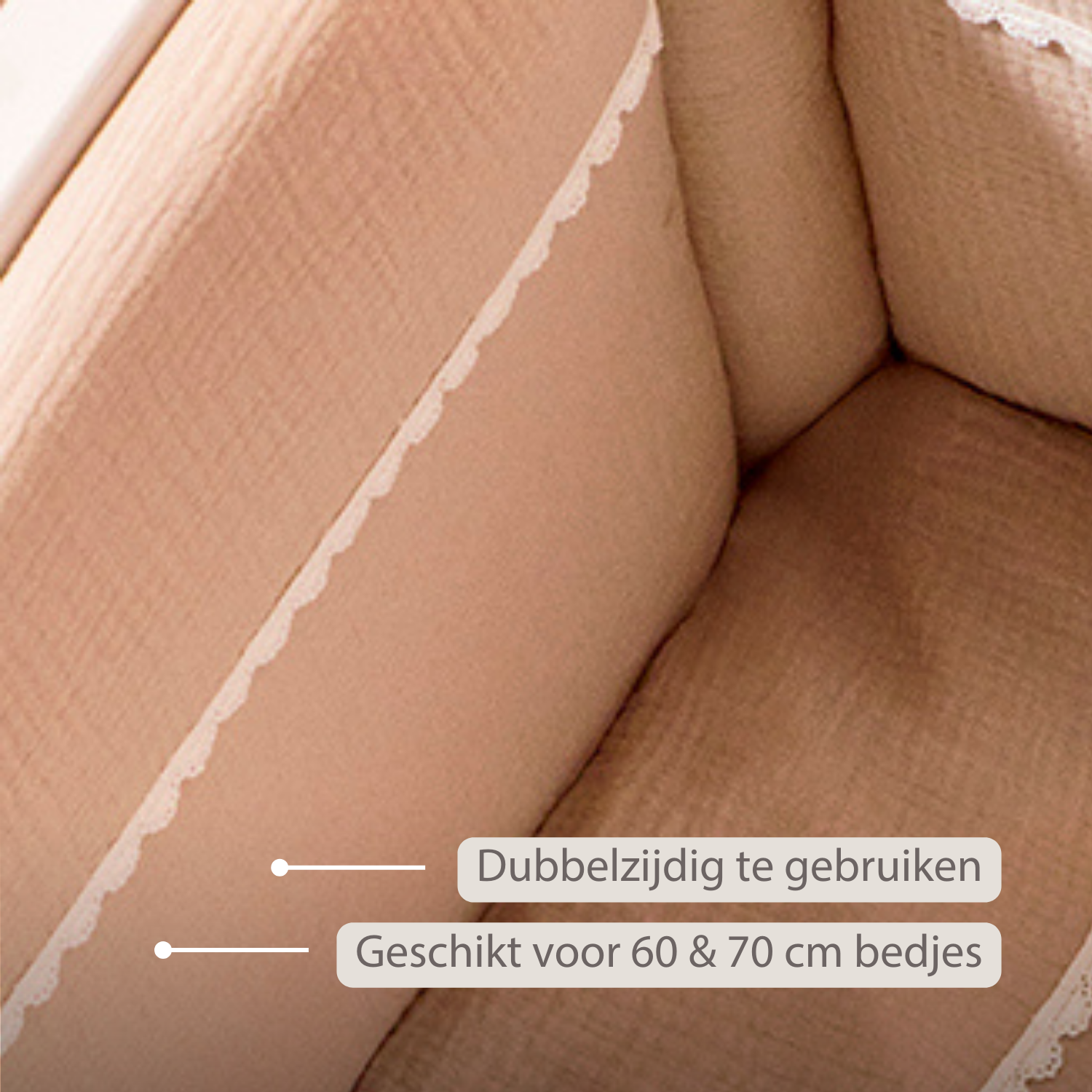 FanFan Bed Bumper Tetra Cotton – Sand – 60/70 cm – Soft Baby Bed Protection [NL]