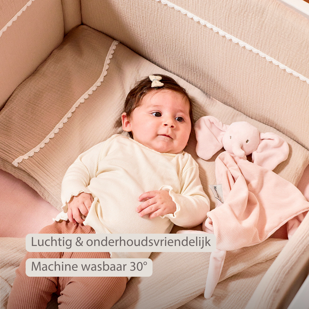 FanFan Bed Bumper Tetra Cotton – Sand – 60/70 cm – Soft Baby Bed Protection [NL]