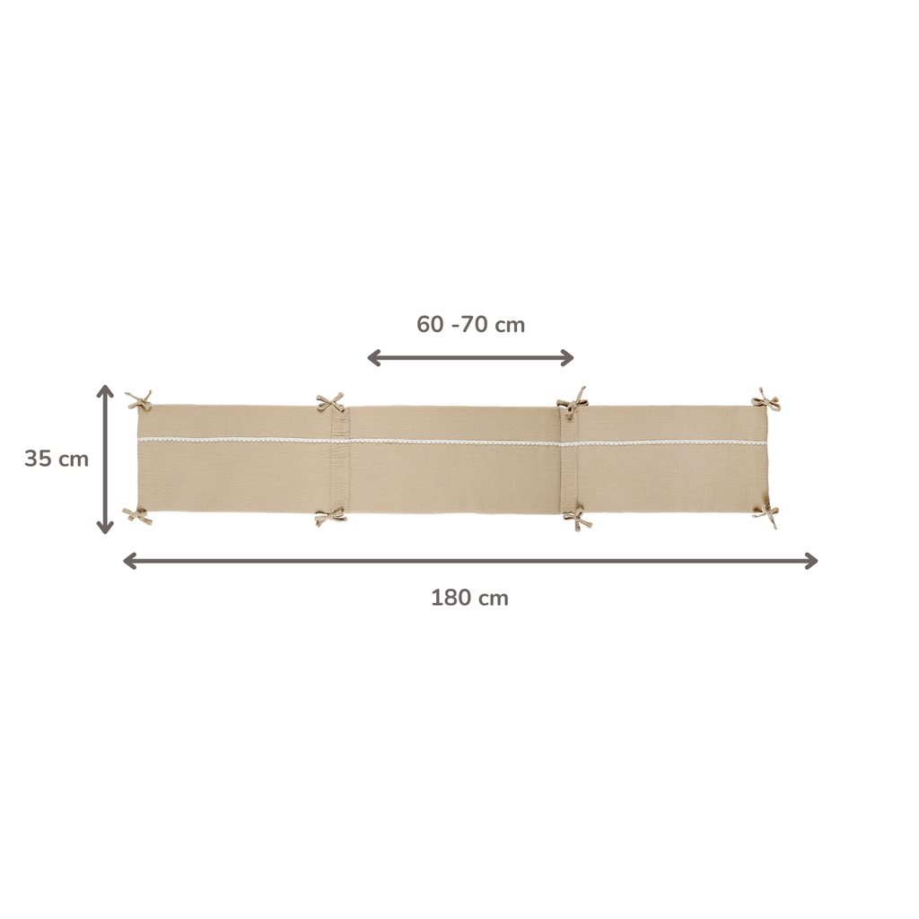 FanFan Bed Bumper Tetra Cotton – Sand – 60/70 cm – Soft Baby Bed Protection [NL]