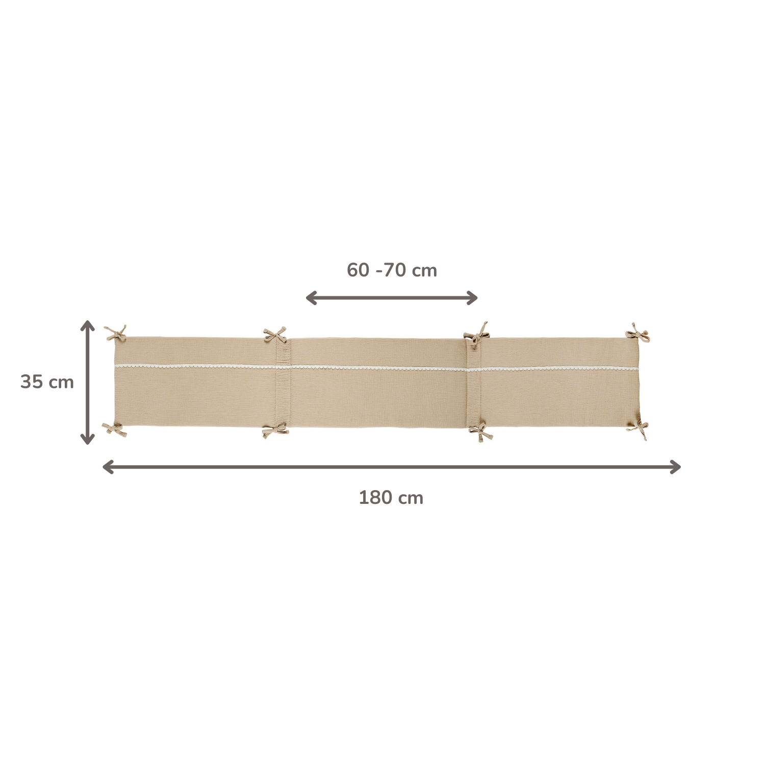 FanFan Bed Bumper Tetra Cotton – Sand – 60/70 cm – Soft Baby Bed Protection [NL]