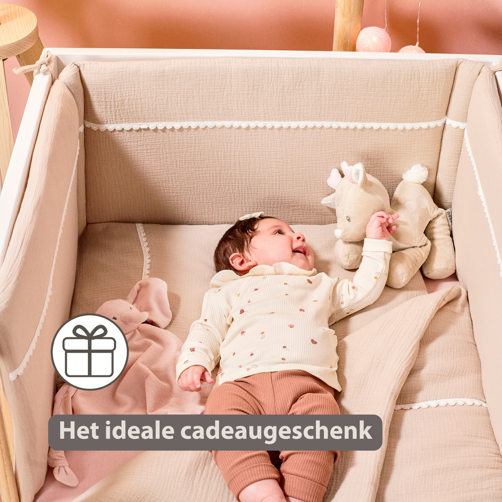 FanFan Bed Bumper Tetra Cotton – Sand – 60/70 cm – Soft Baby Bed Protection [NL]