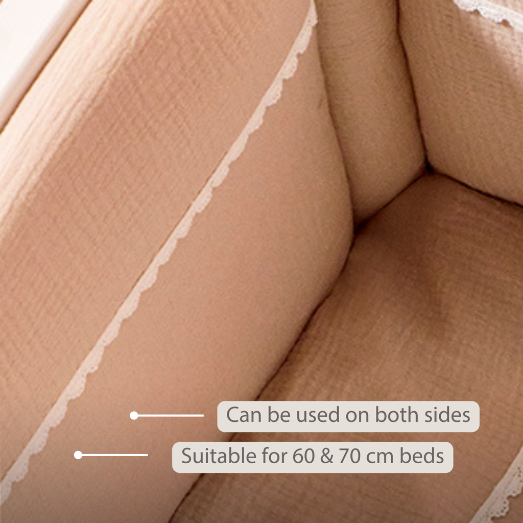 FanFan Bed Bumper Tetra Cotton – Sand – 60/70 cm – Soft Baby Bed Protection [EN]