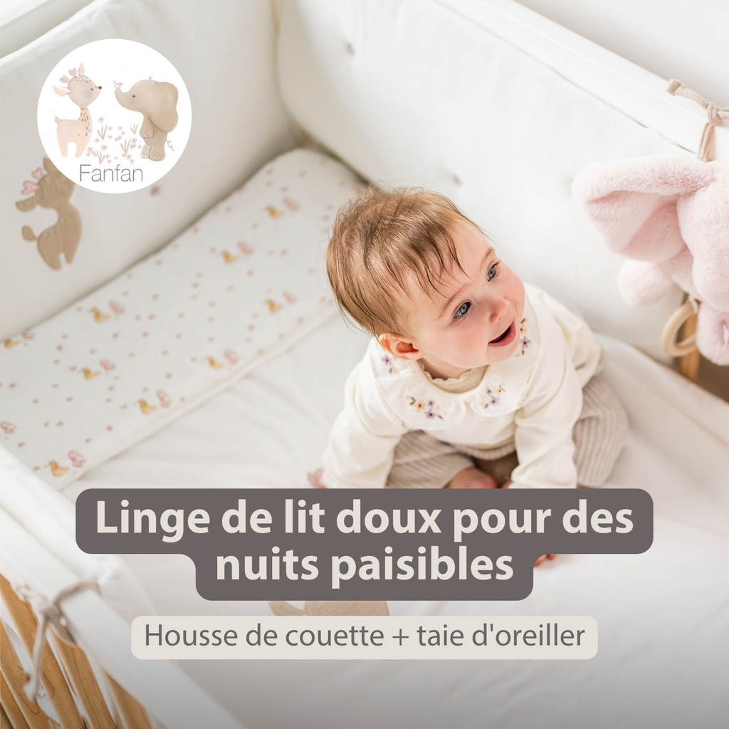 FanFan Baby Duvet Cover Velour 140x100 cm – Pillowcase 60x40 cm – Reversible [FR]