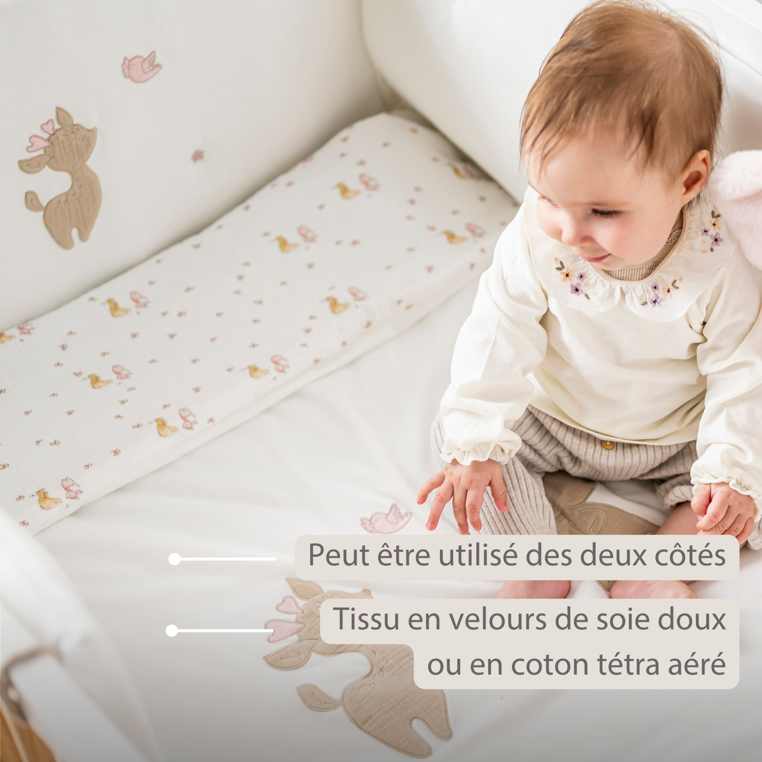 FanFan Baby Blanket 75x100 cm – Soft Plaid for Cradle, Car Seat or Baby Cot – White Velour [FR]