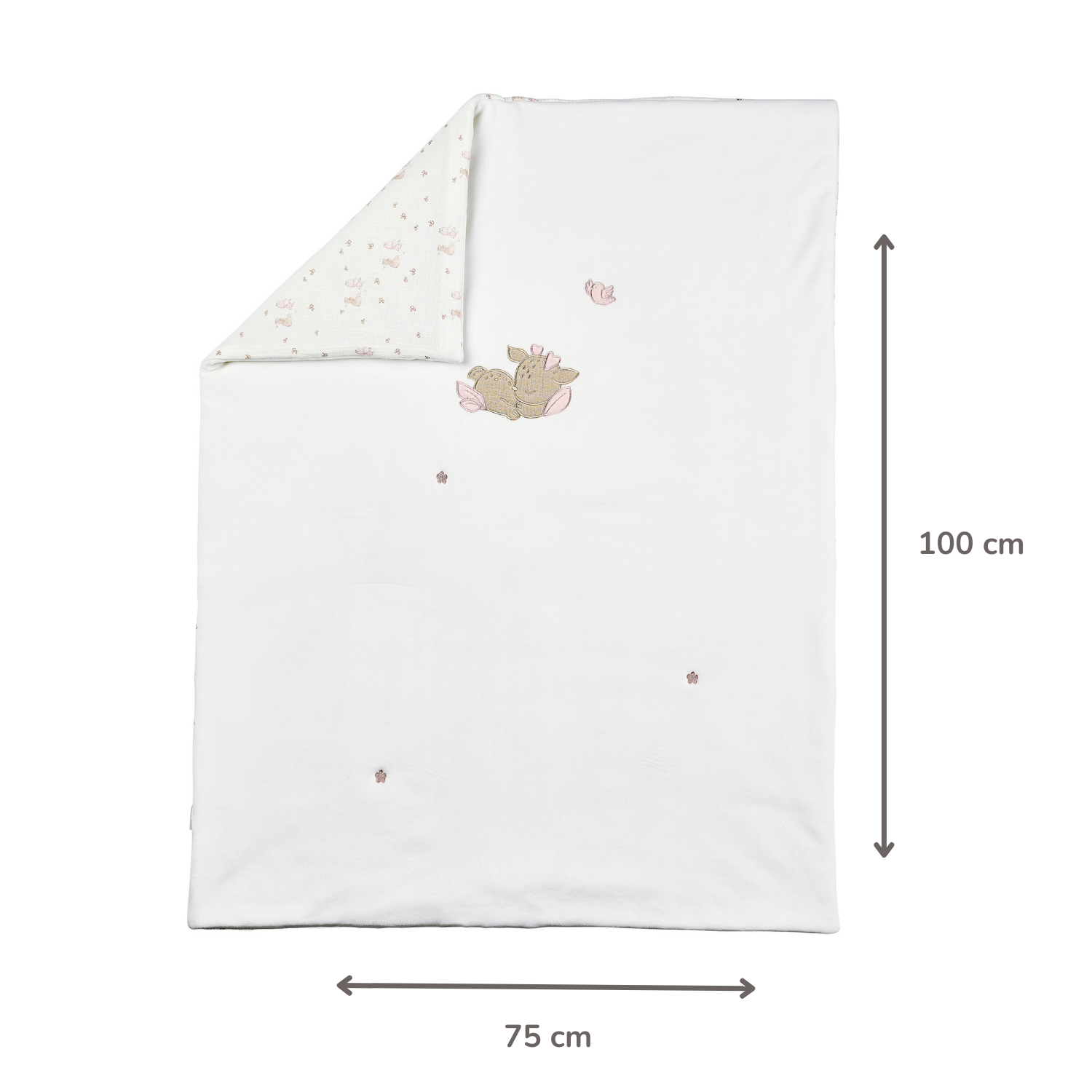 FanFan Baby Blanket 75x100 cm – Soft Plaid for Cradle, Car Seat or Baby Cot – White Velour [FR]