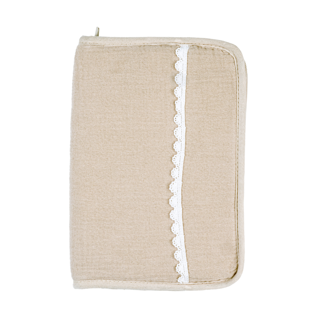 FanFan Health Book Cover – With Zipper – Protective Cover Baby Documents – Beige [FR]