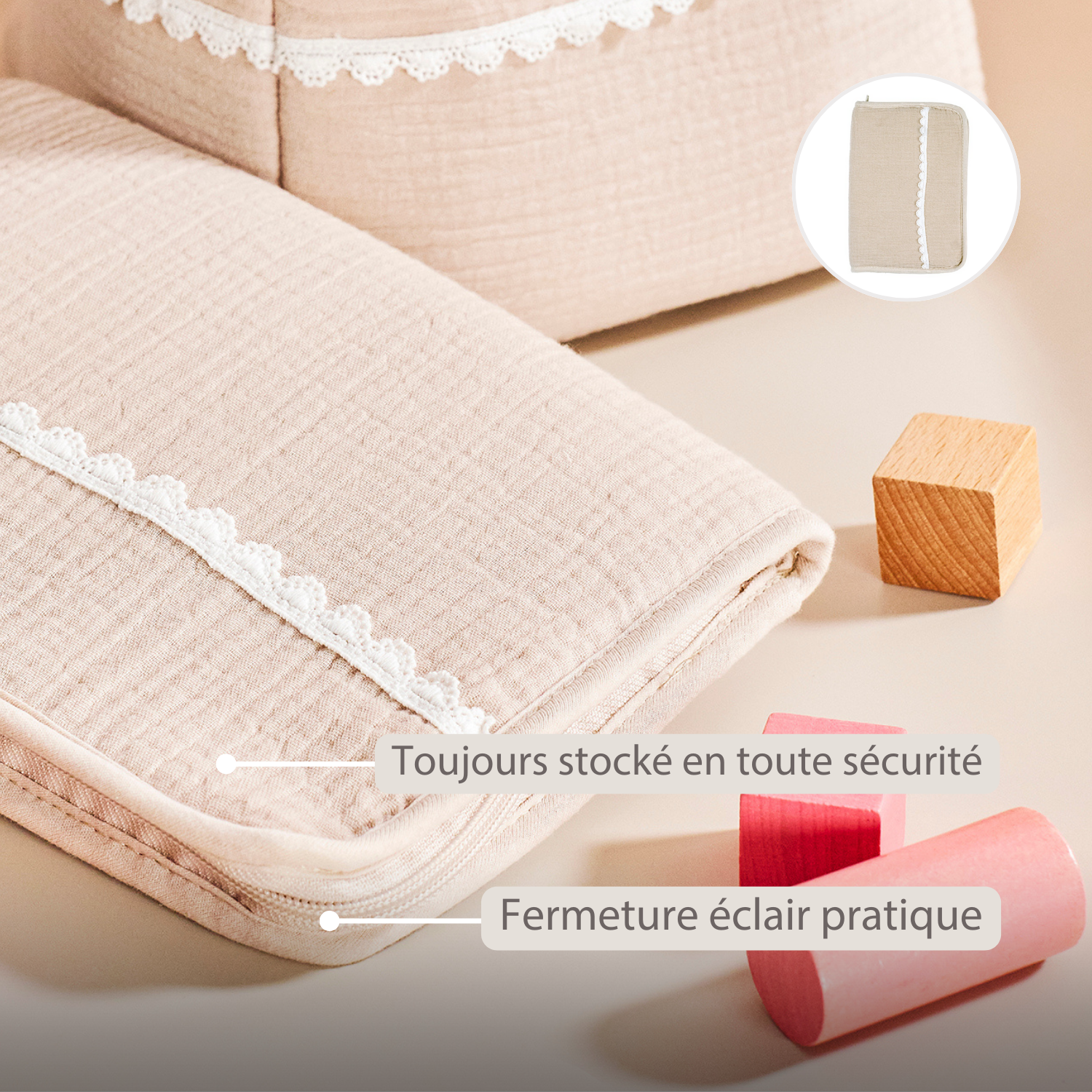 FanFan Health Book Cover – With Zipper – Protective Cover Baby Documents – Beige [FR]