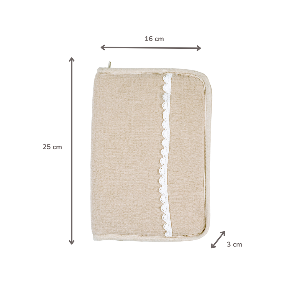 FanFan Health Book Cover – With Zipper – Protective Cover Baby Documents – Beige [FR]