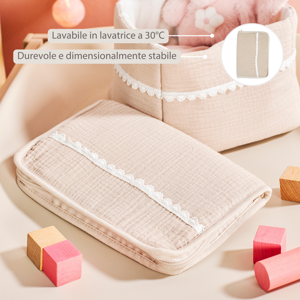 FanFan Health Book Cover – With Zipper – Protective Cover Baby Documents – Beige [IT]