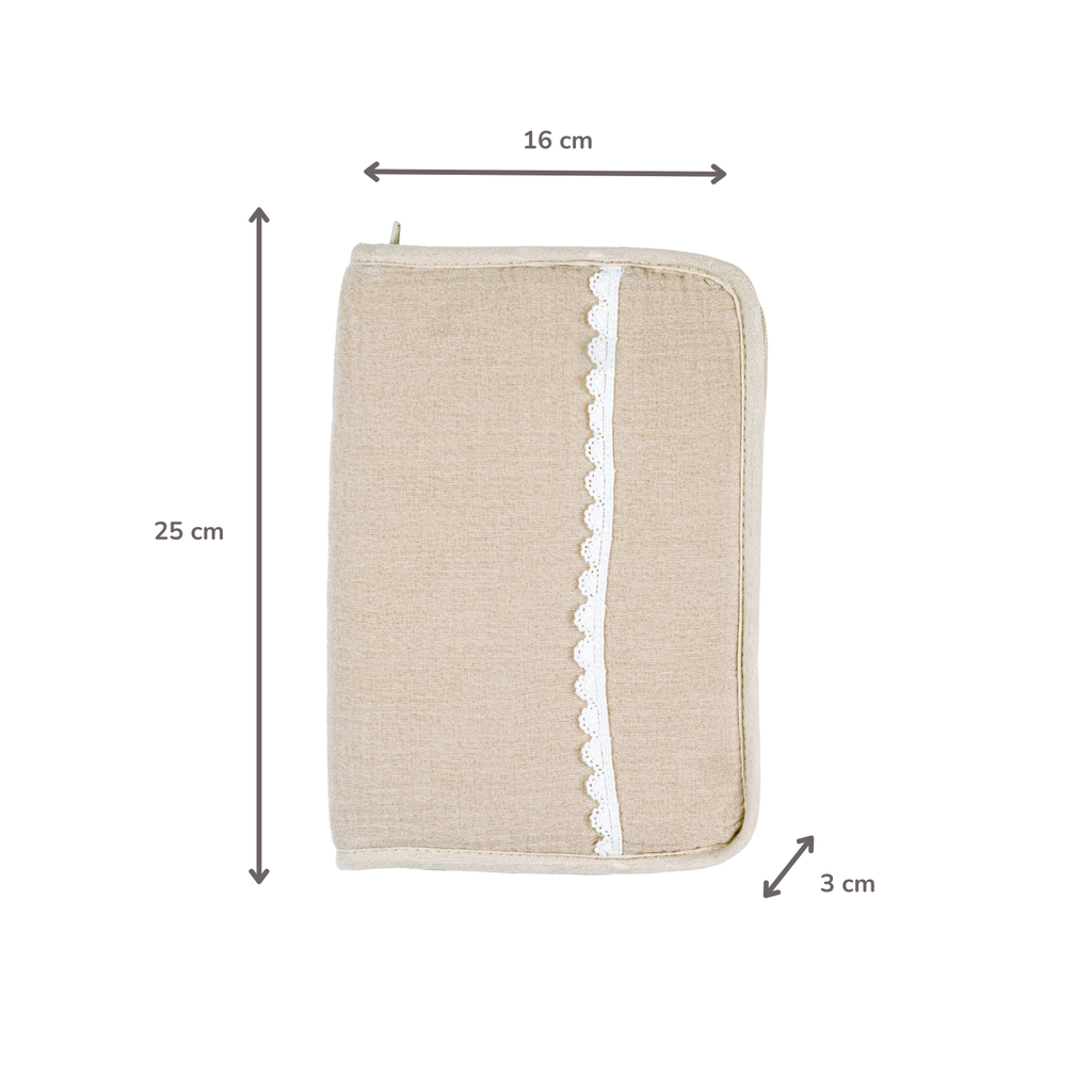 FanFan Health Book Cover – With Zipper – Protective Cover Baby Documents – Beige [IT]