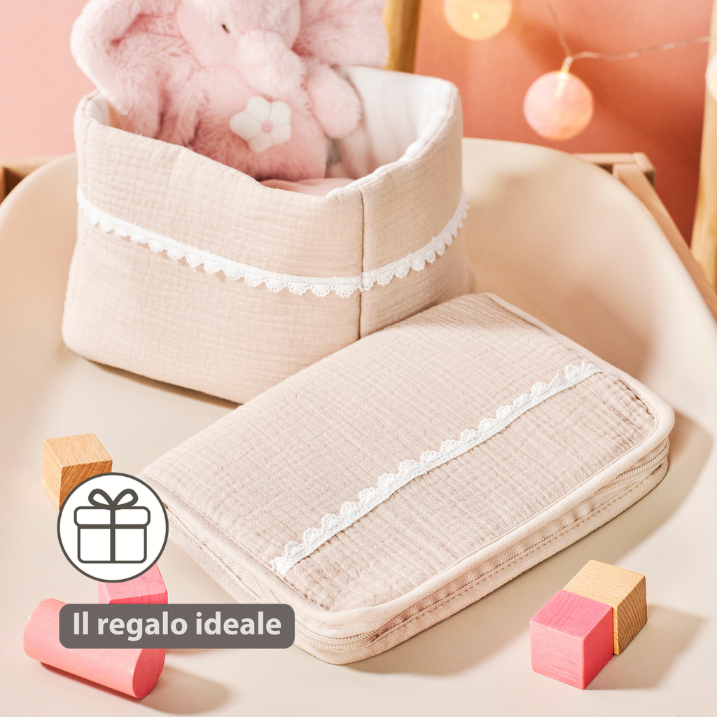 FanFan Health Book Cover – With Zipper – Protective Cover Baby Documents – Beige [IT]