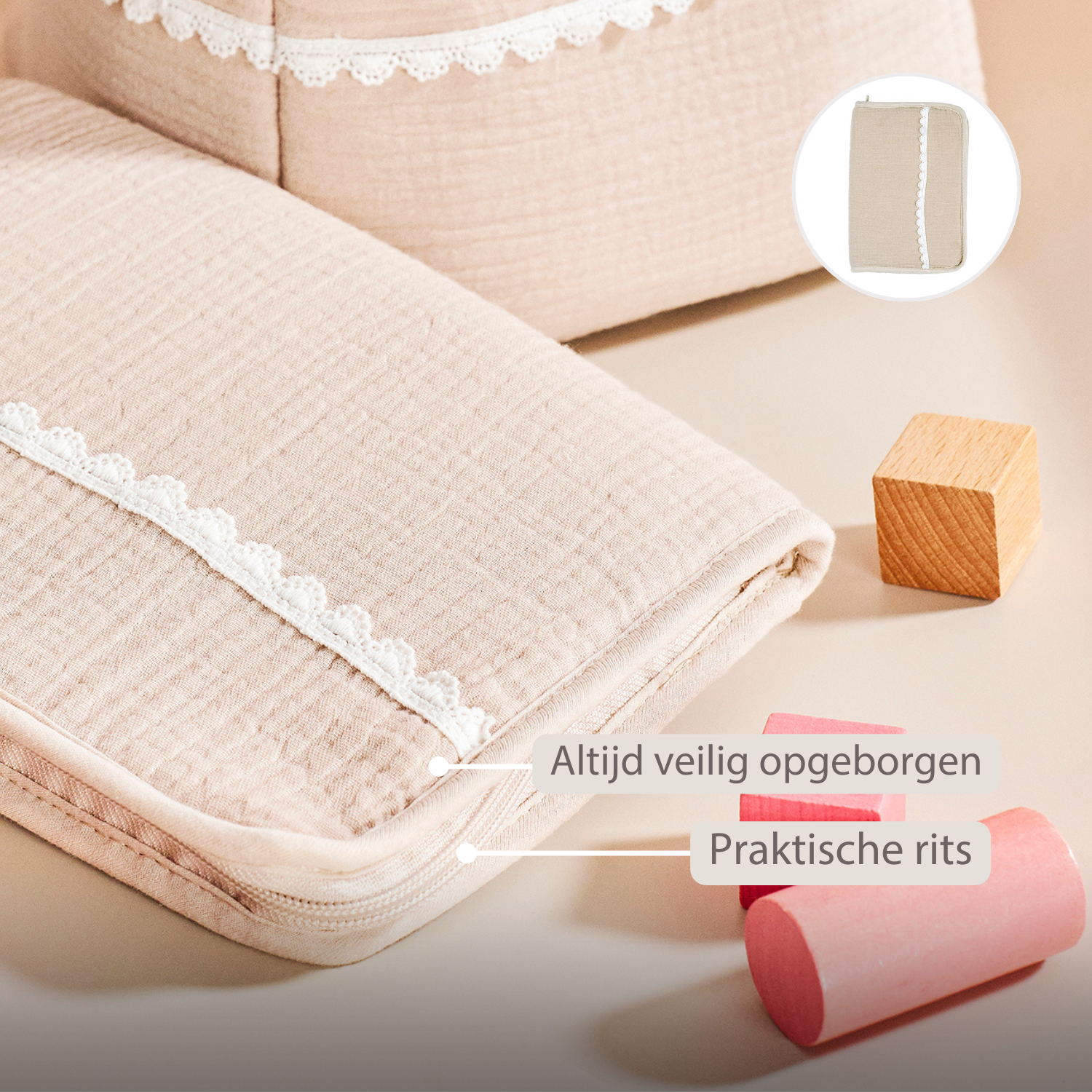 FanFan Health Book Cover – With Zipper – Protective Cover Baby Documents – Beige [NL]