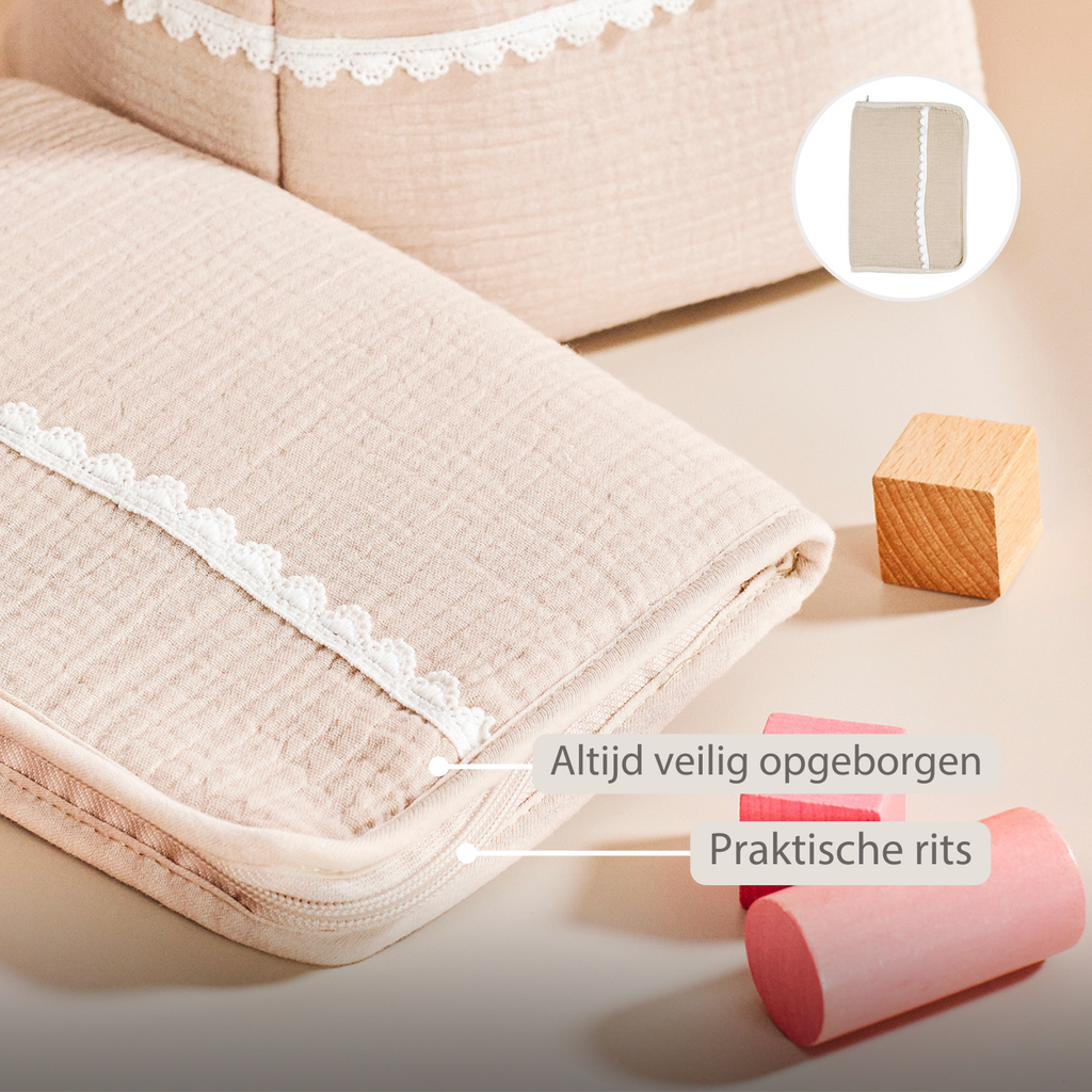 FanFan Health Book Cover – With Zipper – Protective Cover Baby Documents – Beige [NL]