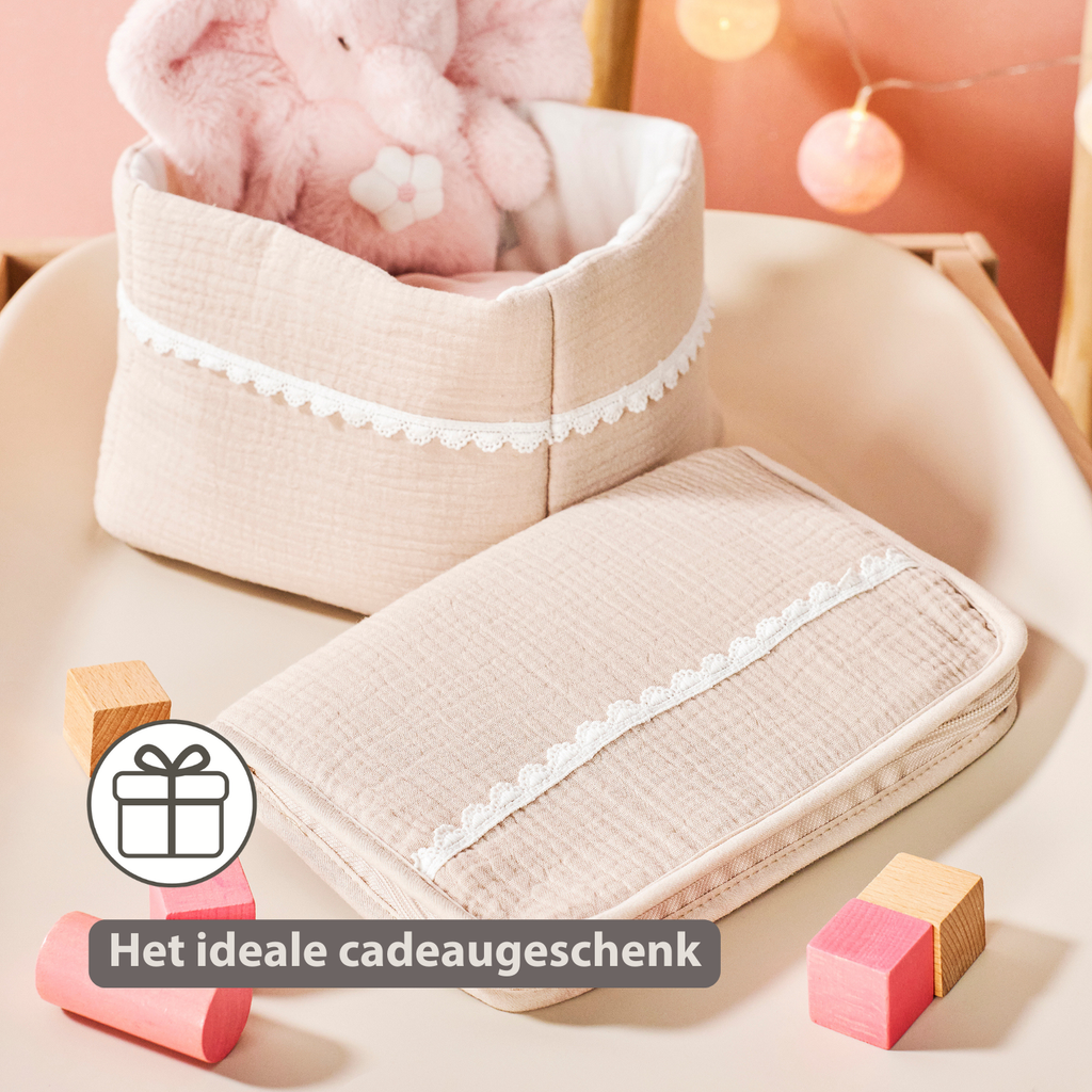 FanFan Health Book Cover – With Zipper – Protective Cover Baby Documents – Beige [NL]