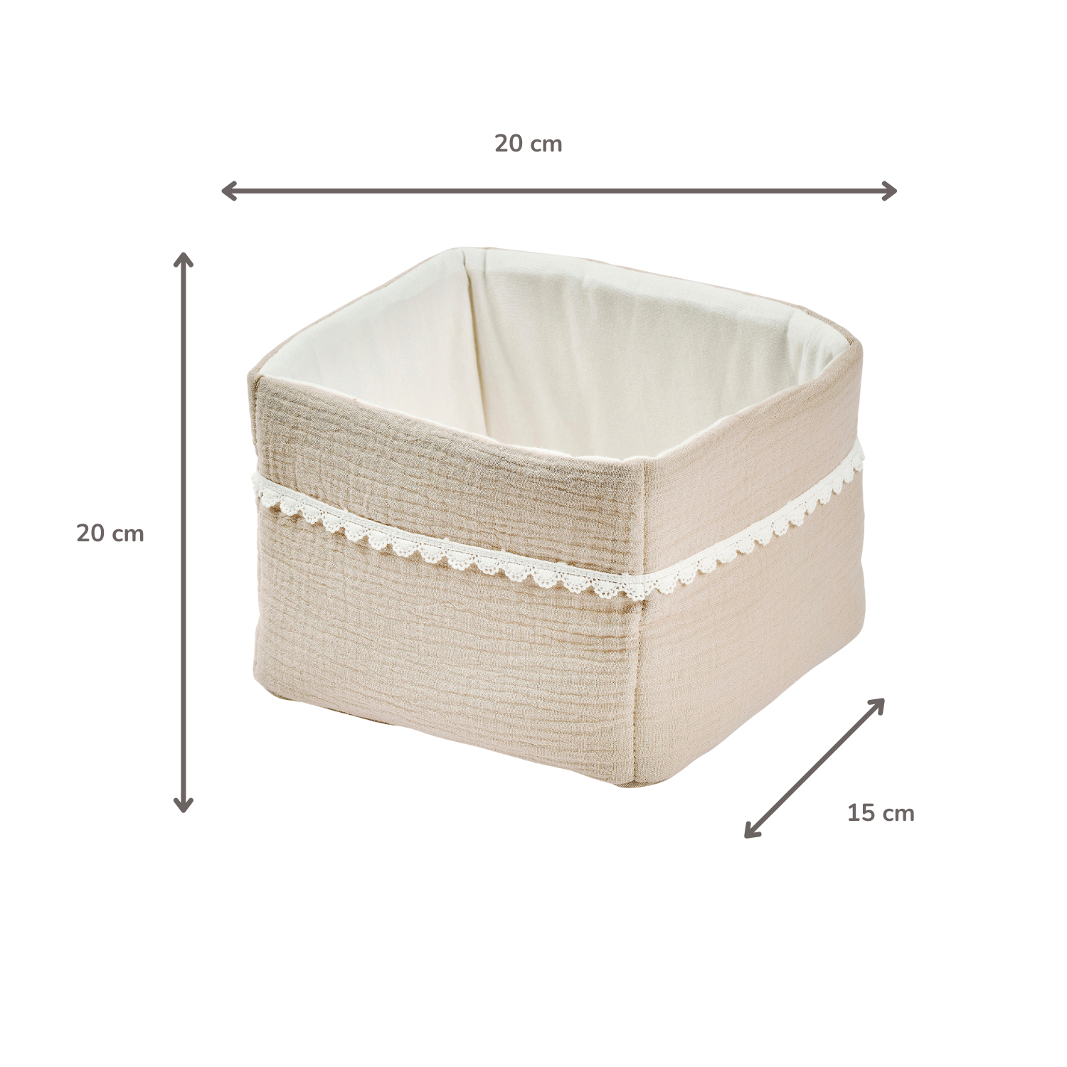 FanFan Care Basket Sand 20x20 cm – Baby Storage Basket – Tetra Cotton – Baby Accessory [FR]