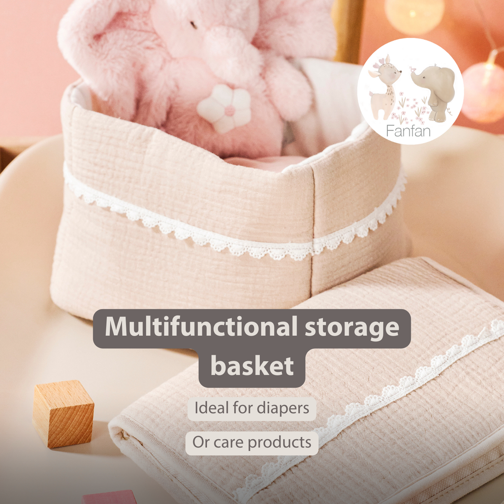 FanFan Care Basket Sand 20x20 cm – Baby Storage Basket – Tetra Cotton – Baby Accessory [EN]