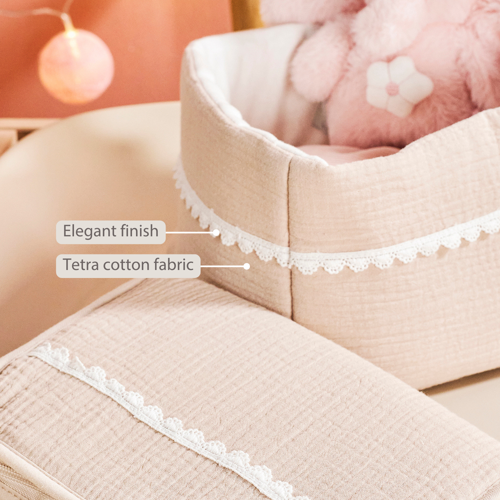 FanFan Care Basket Sand 20x20 cm – Baby Storage Basket – Tetra Cotton – Baby Accessory [EN]