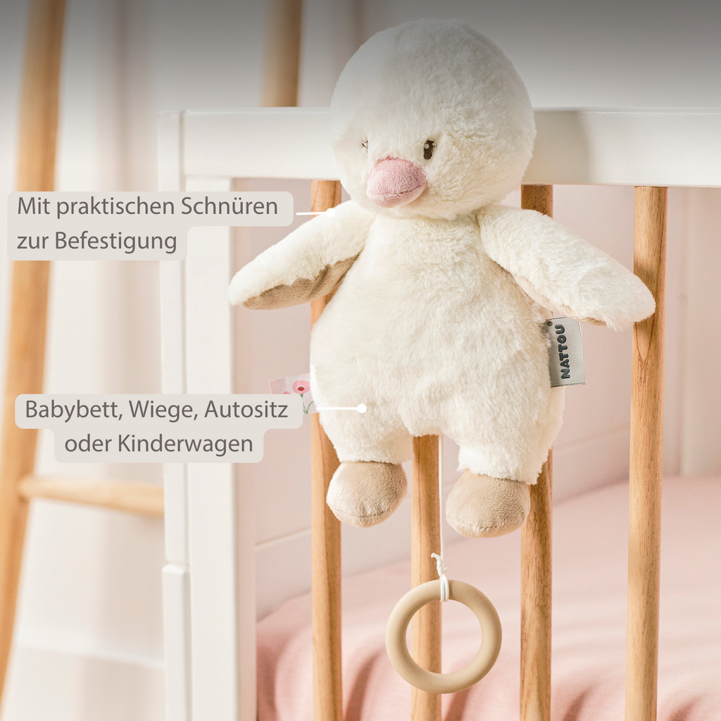FanFan Music Cuddle Duck – 30 cm – Soft Plush Toy with Music – Off-White [DE]