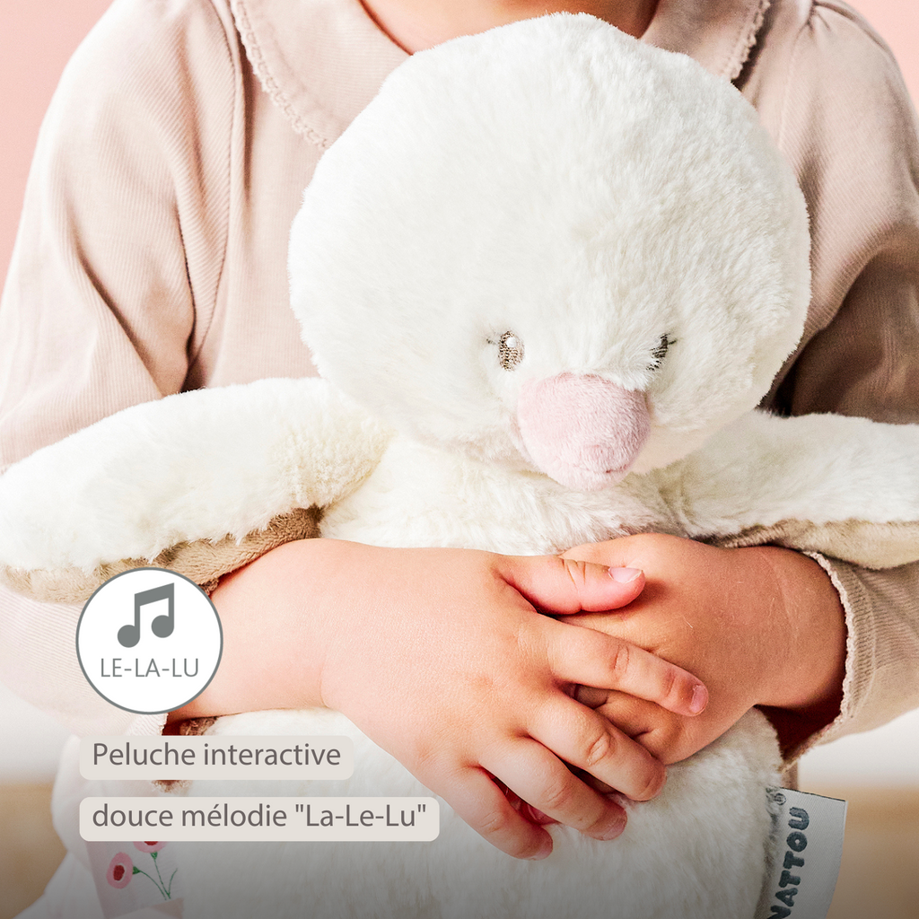 FanFan Music Cuddle Duck – 30 cm – Soft Plush Toy with Music – Off-White [FR]