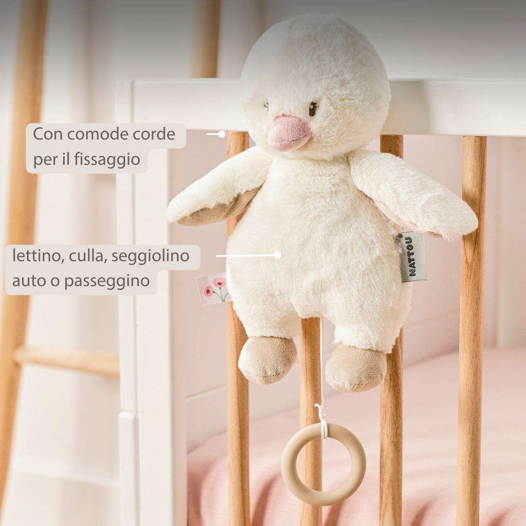 FanFan Music Cuddle Duck – 30 cm – Soft Plush Toy with Music – Off-White [IT]