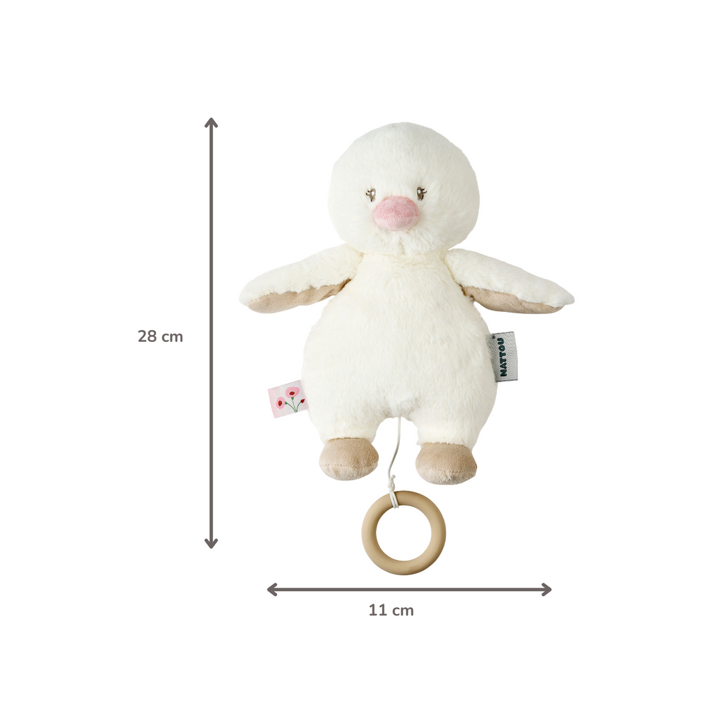 FanFan Music Cuddle Duck – 30 cm – Soft Plush Toy with Music – Off-White [IT]