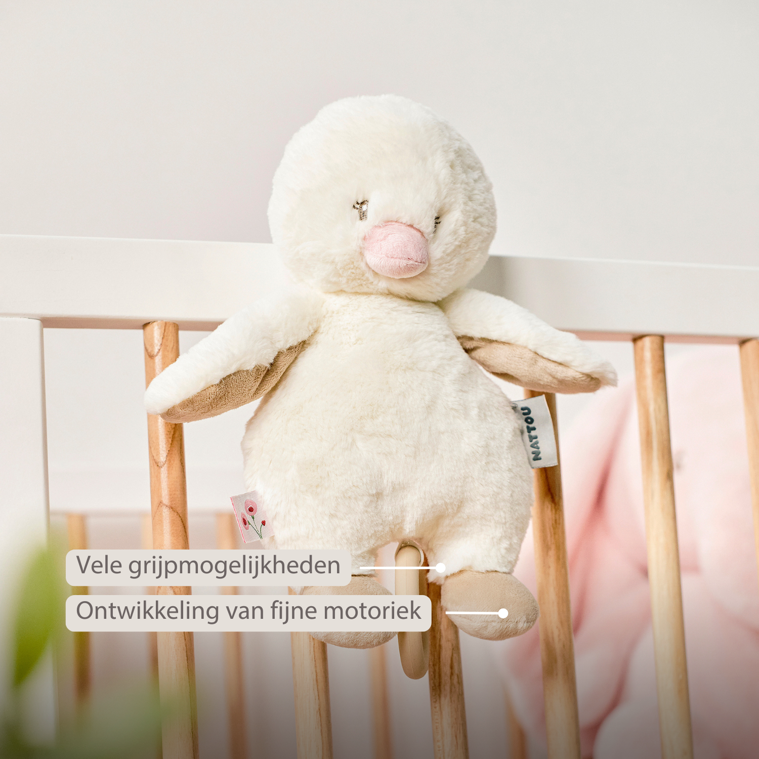 FanFan Music Cuddle Duck – 30 cm – Soft Plush Toy with Music – Off-White [NL]