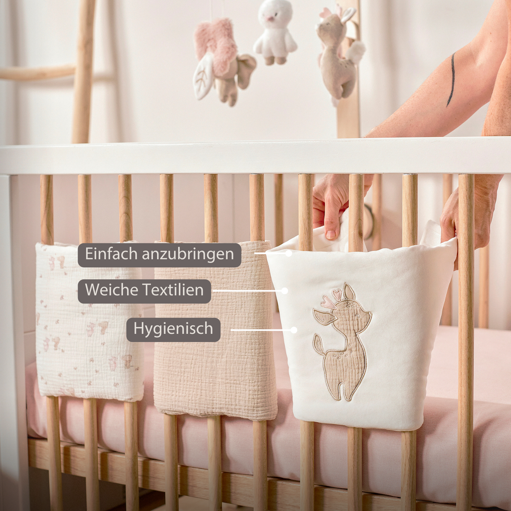 FanFan Bed Bumper Set – Baby Head Protector – 20 x 20 cm – 6 Pieces [DE]