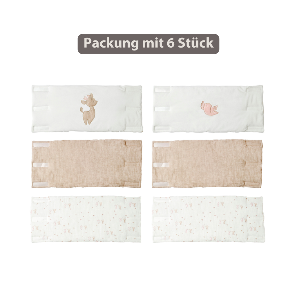 FanFan Bed Bumper Set – Baby Head Protector – 20 x 20 cm – 6 Pieces [DE]